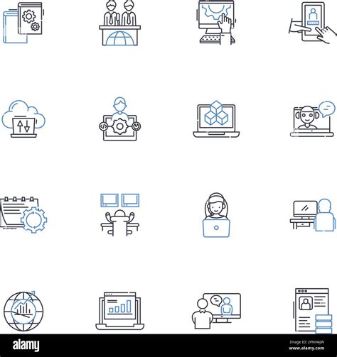 Agile Focused Line Icons Collection Scrum Collaboration Devops