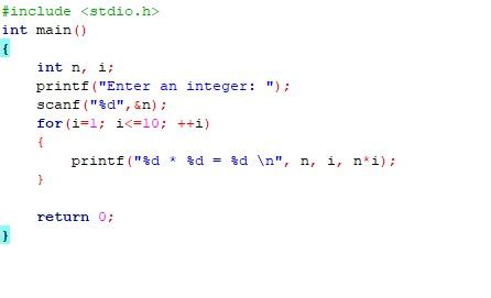 Print Multiplication Table In C Computer Languages Clcoding