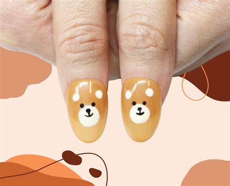 Teddy Bear Nails Press On Nails Cute Kawaii Nails Warm Etsy