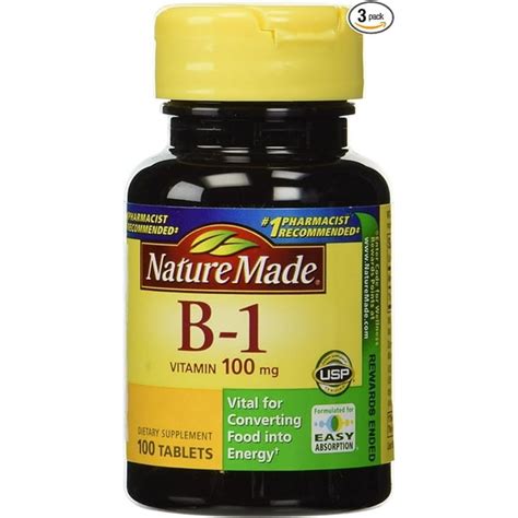 Nature Made Vitamin B 1 100 Mg 100 Tablets Pack Of 3