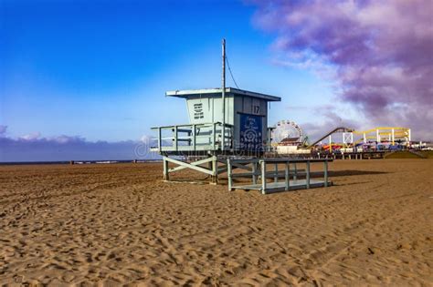 Closed Lifeguard Hut On The Famous Santa Monica Beach In The State Of