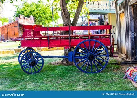 Vintage Horse Drawn Wagon On Display At Local County Fair Stock Image