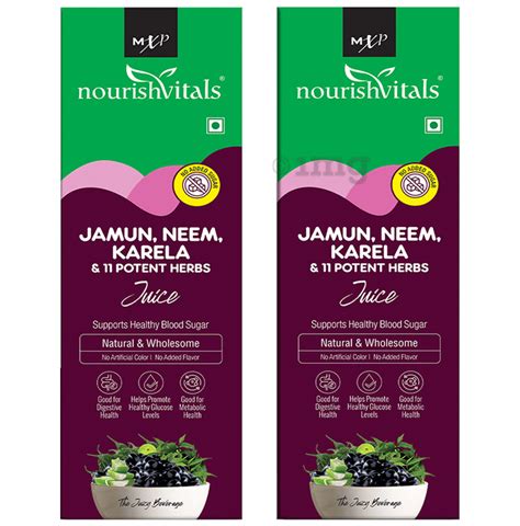 Nourishvitals Jamun Neem Karela Potent Herbs Juice Ml Each