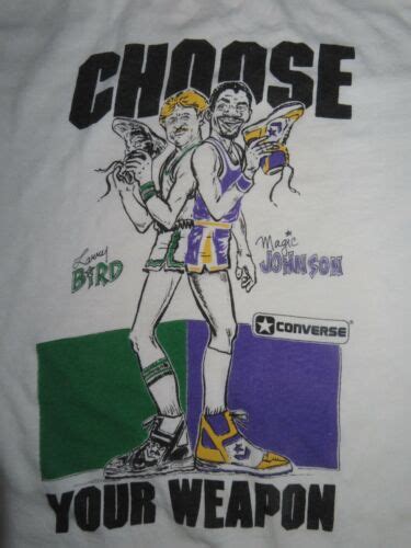 Original Converse Choose Your Weapon Larry Bird Vs Magic Johnson Sm T Shirt Ebay