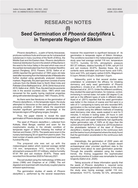 PDF Seed Germination Of Phoenix Dactylifera L