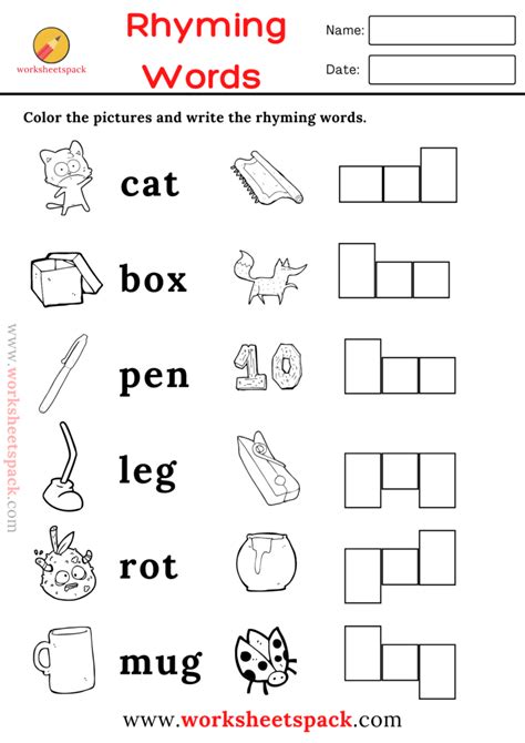 16 Free Rhyming Words Worksheets Pdf For Kids Worksheetspack