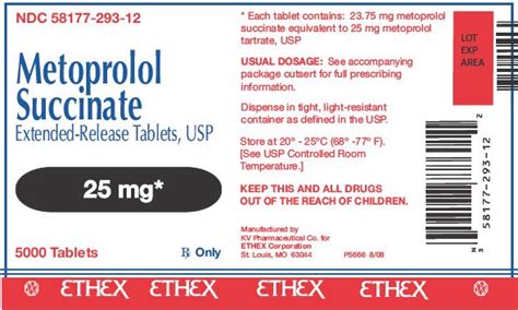 Metoprolol Succinate Extended Release Tablets Usp 25 Mg