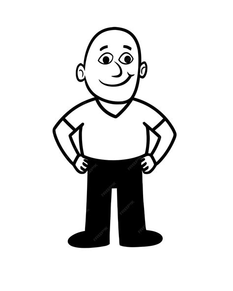 Premium Vector Bald Man With Hands On Hips