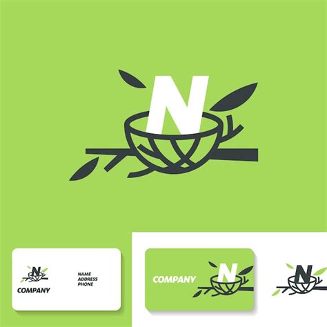 Alfabeto N Nido Logo Vector Premium