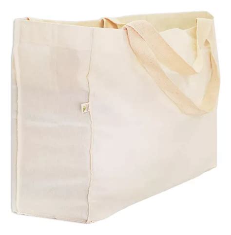 Sacola G Ecobag De Algod O Cru Lisa Al A De M O E De Ombro Cor Creme