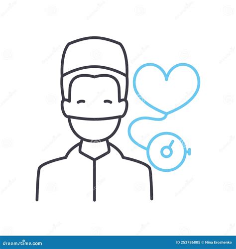 Cardiologist Line Icon, Outline Symbol, Vector Illustration, Concept