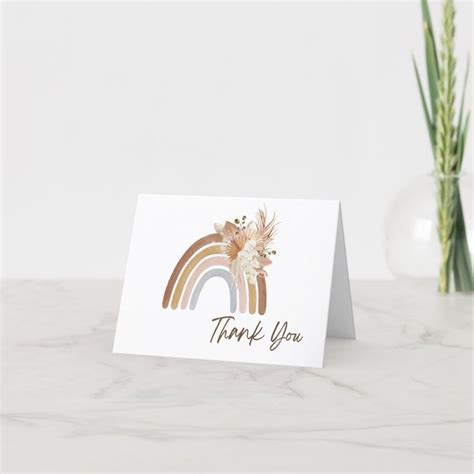 Boho Rainbow Folded Thank You Card Zazzle Thank You Cards Boho