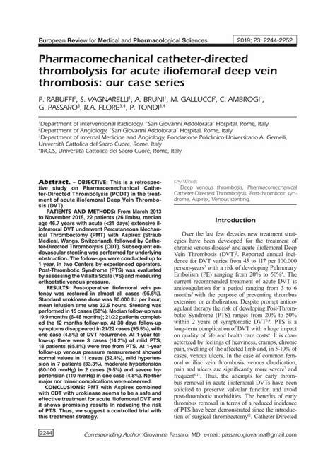 Pdf Pharmacomechanical Catheter Directed Thrombolysis For Dokumen Tips