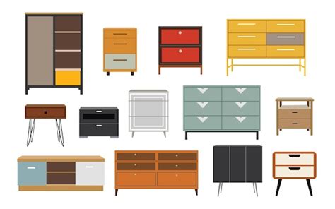 Premium Vector Chest Of Drawers Bedside Table Set Furniture Icon In