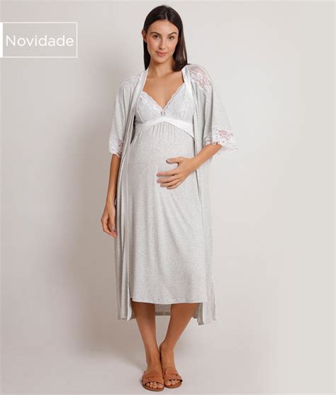 Camisola Midi Mescla Claro Renda Branca Belly Home