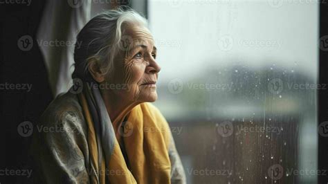 Ai Generative Sad Stressed Old Middle Aged Woman Widow Mourning Crying