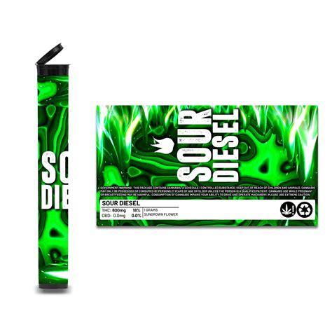 Sour Diesel Pre Roll Pop Tops 1g Green Buddha Packaging