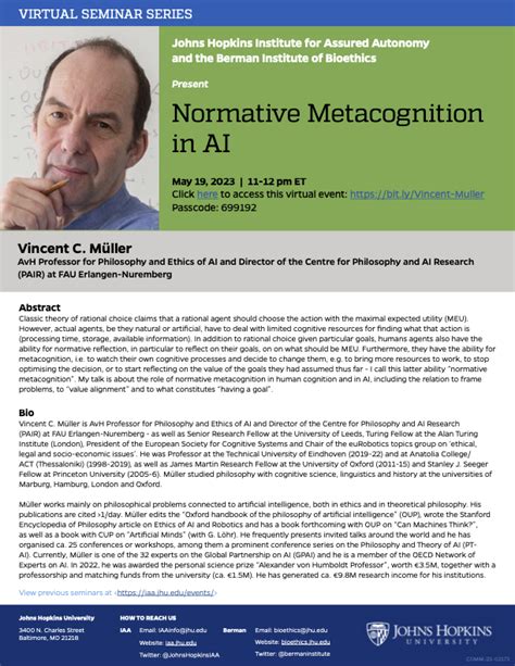 Bi Iaa Seminar Series Normative Metacognition In Ai By Vincent Mueller