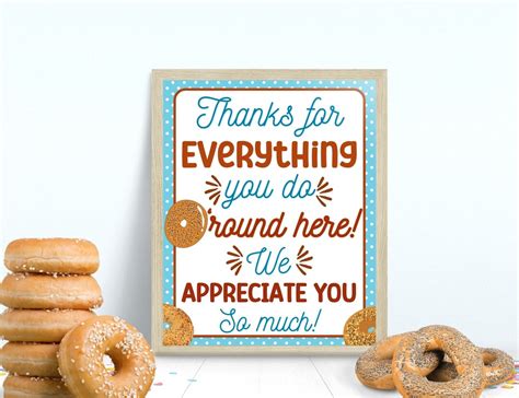 Bagel Sign Bagel Appreciation Sign Printable Bagel Teacher