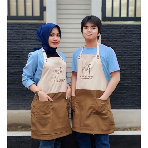 Jual Apron Celemek Bahan Drill Custom Bordir Shopee Indonesia