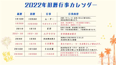 〈2022年（令和4年）〉沖縄 旧暦行事 カレンダー