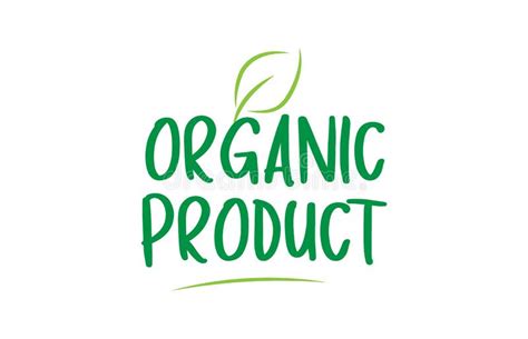 Organic Product Green Word Text With Leaf Icon Logo Design Stock Vector