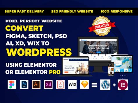 Convert Figma Sketch Psd Xd Wix To Wordpress Using Elementor Upwork