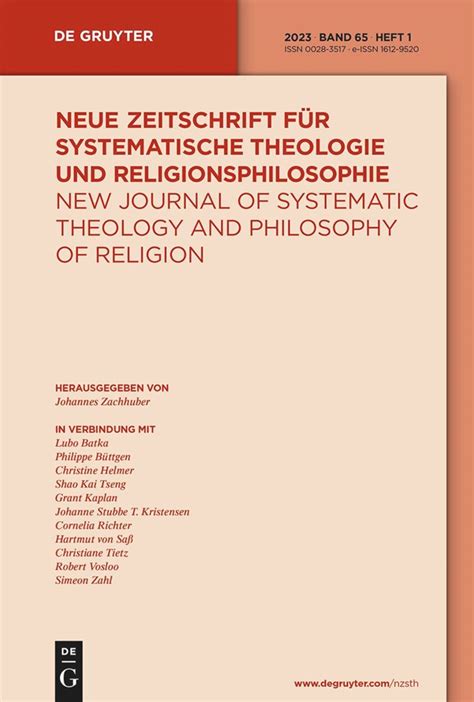 Neue Zeitschrift für Systematische Theologie und Religionsphilosophie