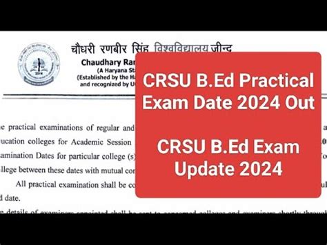 Crsu B Ed Exam Practical Date Sheet Crsu B Ed Practical