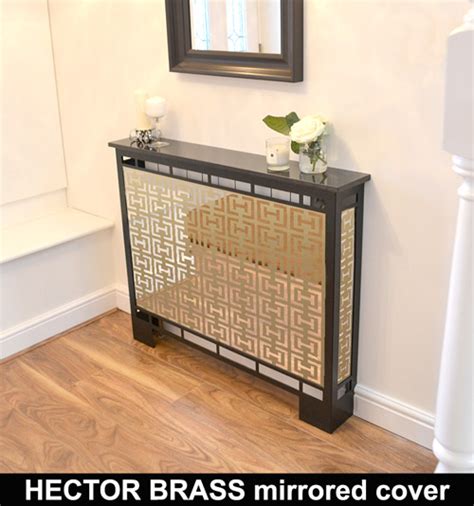 Hector Brass Mirror Radiator Cover In Satin Black With Marble Top