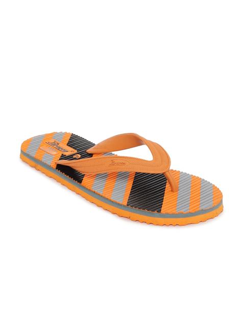 Buy Paragon Men Orange And Black Printed Rubber Thong Flip Flops Flip