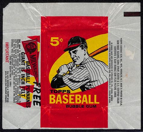 Lot Detail RARE 1959 Topps Baseball 5 Cent Wax Pack Wrapper