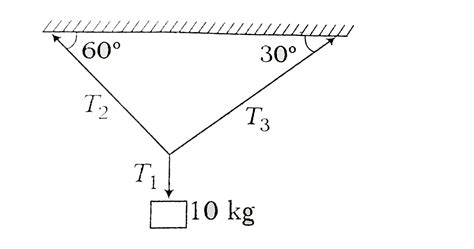 A Body Of Weight 2 Kg Is Suspended As Shown In The Figure The Tension