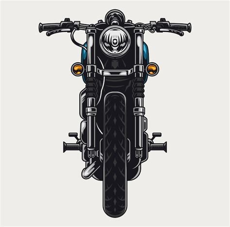 Premium Vector Colorful Motorcycle Front View Concept In Vintage