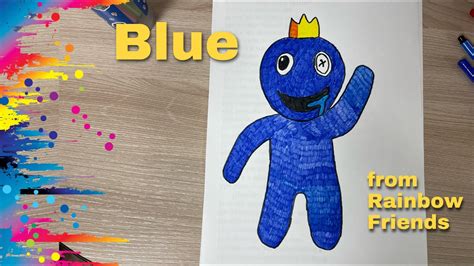 How To Draw Blue From Rainbow Friends Как нарисовать Синего из Радужных друзей Youtube