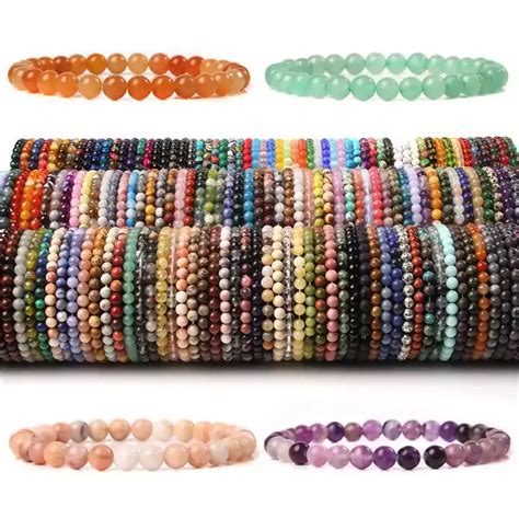 Natural Stone Round Beads Bracelets 6mm 8mm 10mm Agate Hand String