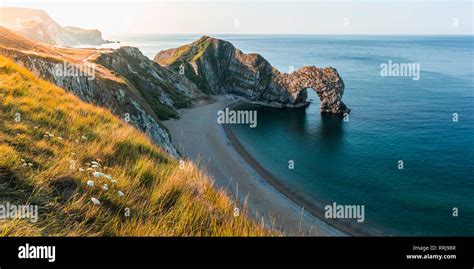 View From Clifftop To Durdle Door Jurassic Coast Unesco World Heritage Site West Lulworth