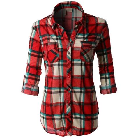 Le3no Womens Lightweight Plaid Flannel Shirt