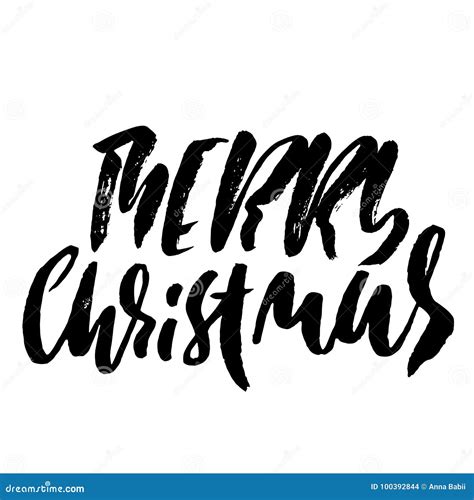 Hand Drawn Phrase Merry Christmas Modern Dry Brush Lettering Design