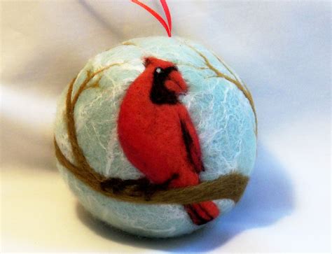 Needle Felted Christmas Ornament Male Cardinal In By Syodercrafts