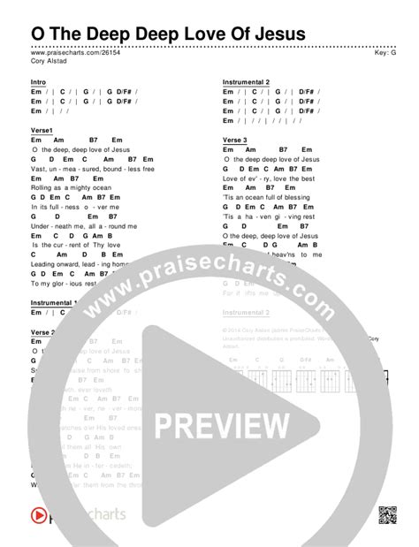 O The Deep Deep Love Of Jesus Chords PDF (Cory Alstad) - PraiseCharts