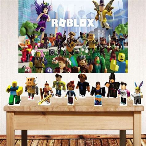 Kit Festa Roblox Painel Poli Banner E Displays De Mesa Em Mdf