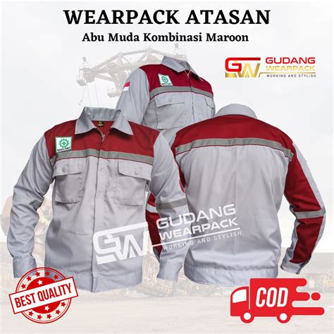 Jual Wearpack Atasan Baju Proyek Seragam Kerja Warna Abu Muda Maroon