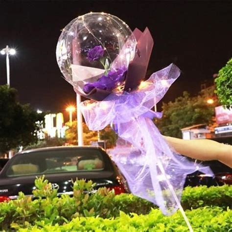 Led Luminous Balloon Rose Bouquet Light Transparent Balloons With