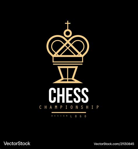 Chess Championship Logo Emblem With King Chess Vector Image