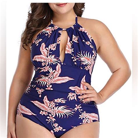 Begonia Swim Bogo Begonia Plus Size Floral One Piece Halter Swim