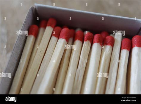 Red Matchsticks In The Matchstickbox Stock Photo Alamy