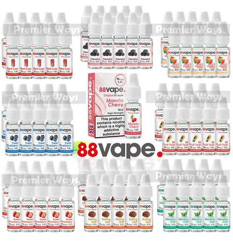 88 Vape E Liquid 10ml 37 Flavours All Strengths 10 And 20 Packs