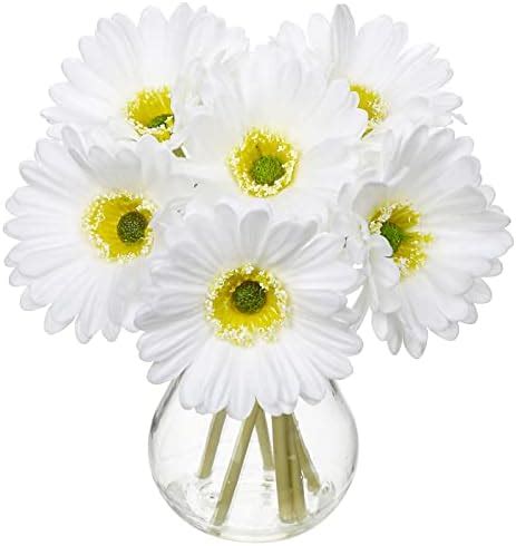 Amazon de Künstliche Blumen Gerbera mit Glasvase Decor Kunstblumen