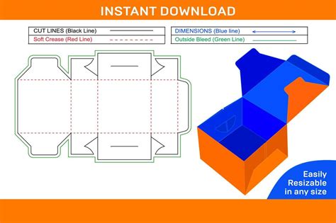 Cake Or Sweet Food Box Dieline Template Packaging Design And 3d Box